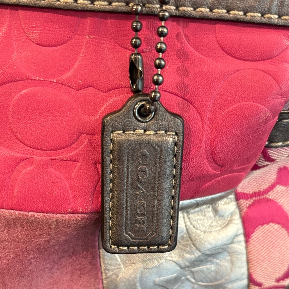 Vintage Coach Patchwork Pink and Silver Hobo Shoulder Bag - Picture 2 of 16